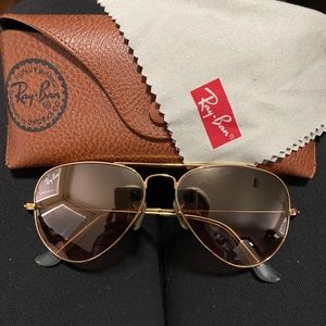 Gold Raybans Sunglasses
